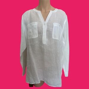 Talbots washable linen tunic top